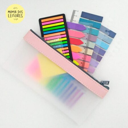 Estojo Transparente Fosco Para Canetas/Flags