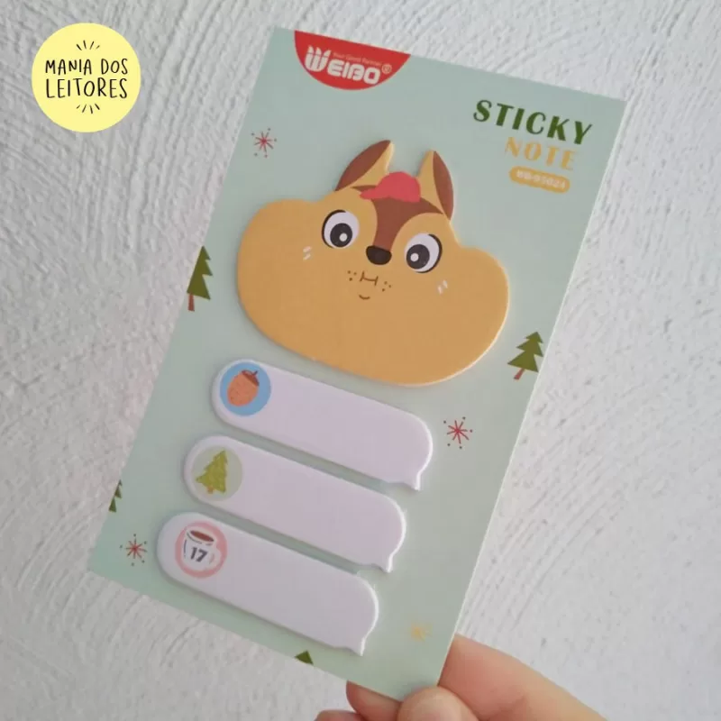 Bloco de Notas Marcador Sticky Notes Animais Fofos 80 Folhas Papel - Image 3