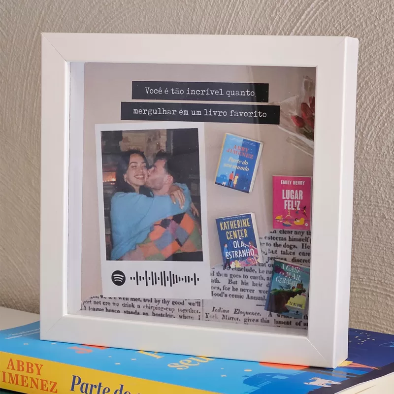 Quadro Decorativo Personalizado com Foto Mini Livros 15x15cm com vidro