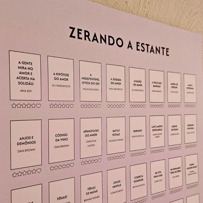 Pôster Zerando a Estante Com 48 Adesivos De Capas De Livros