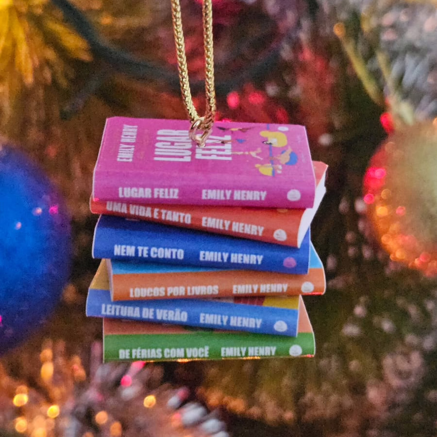 Enfeite de Natal Mini Livros Empilhados